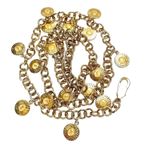 Vintage Roberta di Camerino Gold Tone Chain Belt Medallion Charms Italy - Picture 8 of 13